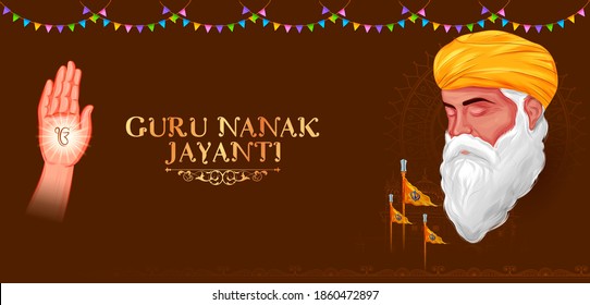 illustration of Happy Gurpurab, Guru Nanak Jayanti festival of Sikh celebration background