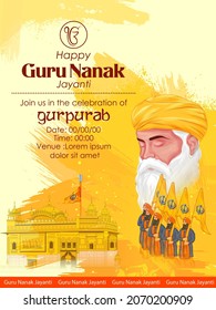 ilustración de Happy Gurpurab, Guru Nanak Jayanti festival de los antecedentes de la celebración sij