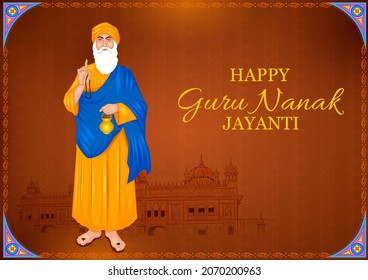 illustration of Happy Gurpurab, Guru Nanak Jayanti festival of Sikh celebration background