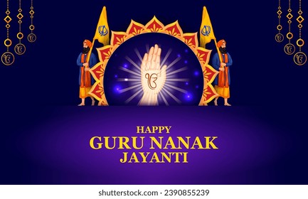 illustration of Happy Gurpurab, Guru Nanak Jayanti festival of Sikh celebration background