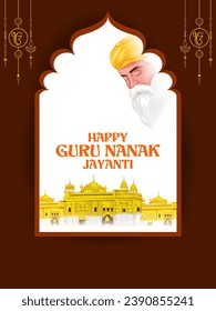 illustration of Happy Gurpurab, Guru Nanak Jayanti festival of Sikh celebration background
