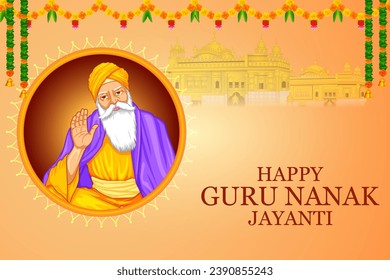illustration of Happy Gurpurab, Guru Nanak Jayanti festival of Sikh celebration background
