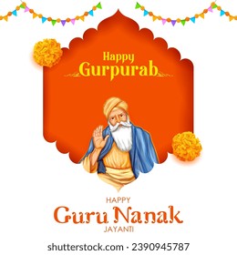 illustration of Happy Gurpurab, Guru Nanak Jayanti festival of Sikh celebration background