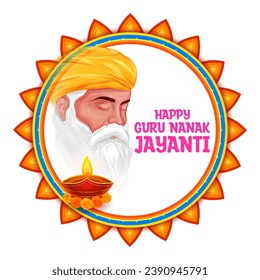 illustration of Happy Gurpurab, Guru Nanak Jayanti festival of Sikh celebration background
