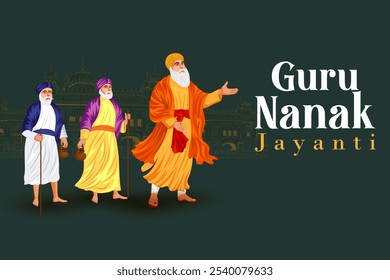 ilustração do Gurpurab feliz, Guru Nanak Jayanti festival de fundo de celebração sique