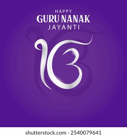 Ilustración de Gurpurab feliz, festival de Gurú Nanak Jayanti de fondo de celebración sij con signo religioso sijismo