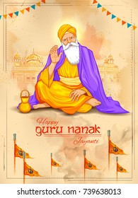 illustration of Happy Gurpurab, Guru Nanak Jayanti festival of Sikh celebration background