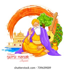 illustration of Happy Gurpurab, Guru Nanak Jayanti festival of Sikh celebration background