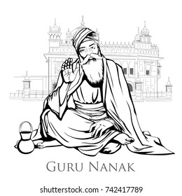 illustration of Happy Gurpurab, Guru Nanak Jayanti festival of Sikh celebration background