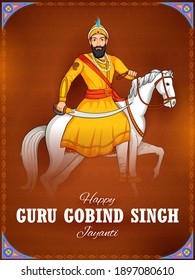 illustration of Happy Guru Gobind Singh Jayanti festival for Sikh celebration background