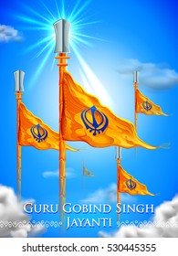 illustration of Happy Guru Gobind Singh Jayanti festival for Sikh celebration background