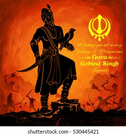 illustration of Happy Guru Gobind Singh Jayanti festival for Sikh celebration background