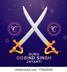 Illustration of Happy Guru Gobind Singh Jayanti For Sikh Celebration.