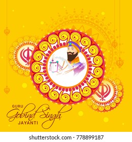 Illustration of Happy Guru Gobind Singh Jayanti For Sikh Celebration.
