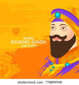Illustration of Happy Guru Gobind Singh Jayanti For Sikh Celebration.