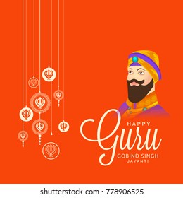 Illustration of Happy Guru Gobind Singh Jayanti For Sikh Celebration.