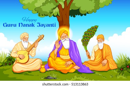 Illustration Of Happy Guru Nanak Jayanti Festival Of Sikh Celebration Background