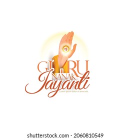 illustration of Happy Guru Nanak Jayanti,Gurpurab, calligraphy,Festival of sikh with white background.