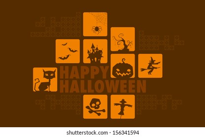 illustration of Happy Halloween collage background