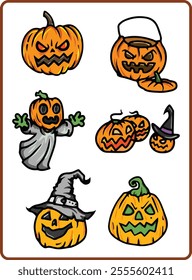 Illustration Happy Halloween Day element background vector. Adorable halloween festival illustration elements for decoration, prints