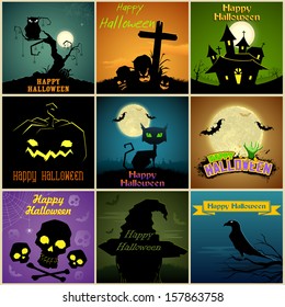 illustration of Happy Halloween poster collection