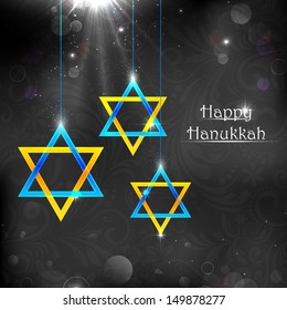 illustration of Happy Hanukkah background with hanging star of David