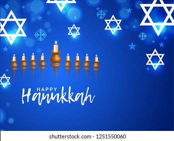 Illustration Of Happy Hanukkah Jewish Festival Celebration Greeting Card Background.