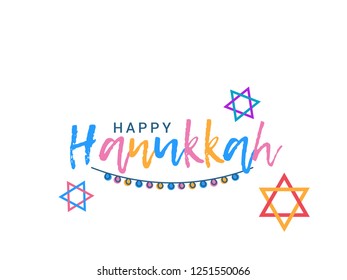 Illustration Of Happy Hanukkah Jewish Festival Celebration Greeting Card Background.