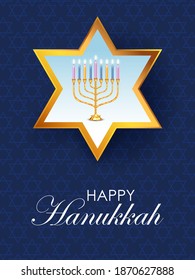 illustration of Happy Hanukkah, Jewish holiday festival greetings background