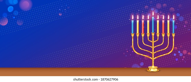 illustration of Happy Hanukkah, Jewish holiday festival greetings background
