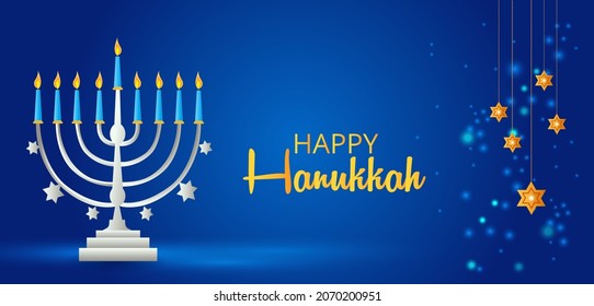 illustration of Happy Hanukkah, Jewish holiday festival greetings background