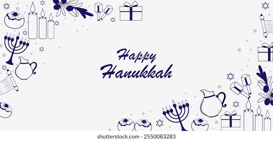 illustration of Happy Hanukkah, Jewish holiday festival greetings background