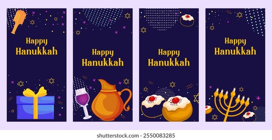 illustration of Happy Hanukkah, Jewish holiday festival greetings background