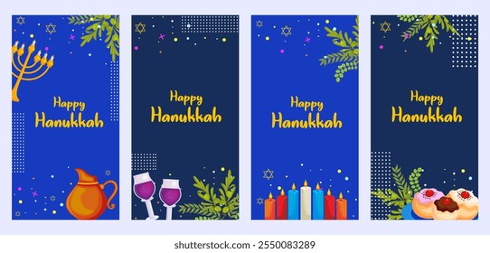 illustration of Happy Hanukkah, Jewish holiday festival greetings background