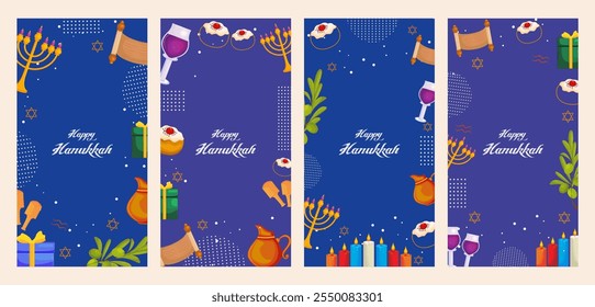 illustration of Happy Hanukkah, Jewish holiday festival greetings background