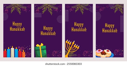 illustration of Happy Hanukkah, Jewish holiday festival greetings background