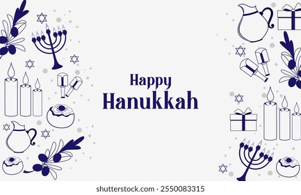 illustration of Happy Hanukkah, Jewish holiday festival greetings background