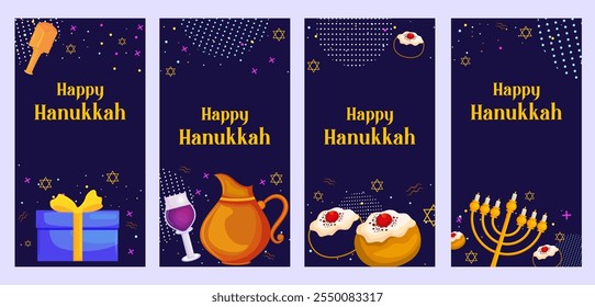 illustration of Happy Hanukkah, Jewish holiday festival greetings background