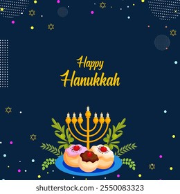 illustration of Happy Hanukkah, Jewish holiday festival greetings background