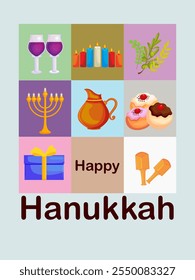 illustration of Happy Hanukkah, Jewish holiday festival greetings background