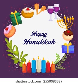 illustration of Happy Hanukkah, Jewish holiday festival greetings background