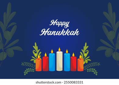 illustration of Happy Hanukkah, Jewish holiday festival greetings background