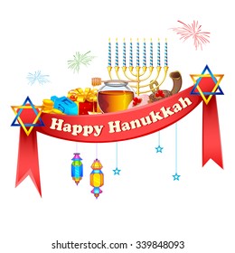 illustration of Happy Hanukkah, Jewish holiday background