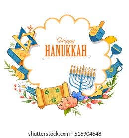 illustration of Happy Hanukkah, Jewish holiday background