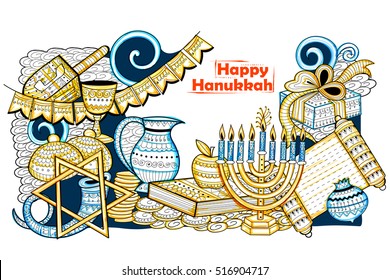 illustration of Happy Hanukkah, Jewish holiday background