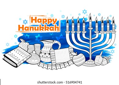 illustration of Happy Hanukkah, Jewish holiday background