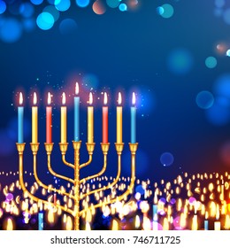 illustration of Happy Hanukkah, Jewish holiday background