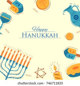 illustration of Happy Hanukkah, Jewish holiday background