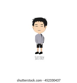 illustration of happy hellion in a grey jacket