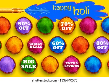 illustration of Happy Holi Advertisement Promotional backgroundd for Festival of Colors celebration greetings